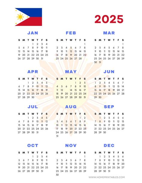 Philippine Calendar 2025 Calendar Printable Mira Constantine