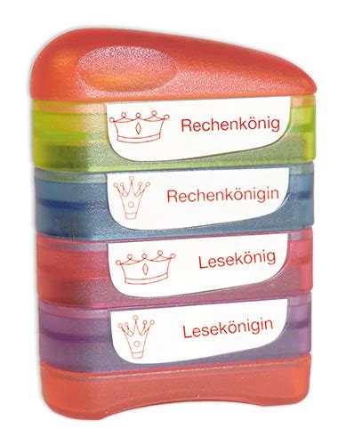 Stempel Türmchen Rechen Lese König in Lob Sticker Stempel