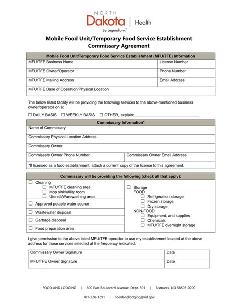 North Dakota Mobile Food Unit Temporary Food Service Establishment