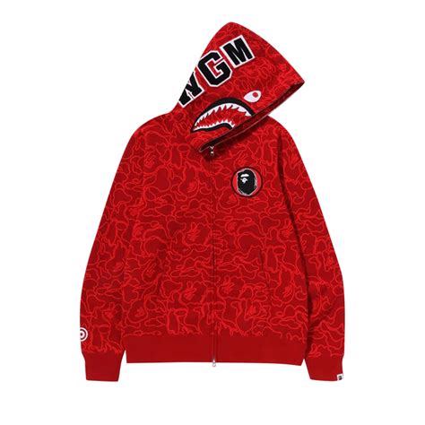 Buy Bape 30th Anniversary Line Camo Shark Full Zip Hoodie Red 1j70 115 001 Red Goat