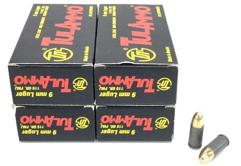 Lot 200 Rds Tulammo FMJ 9mm Lugar 115 Gr Ammo