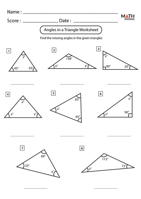 Worksheet With Qudrilaterals And Triangles Finding Angles