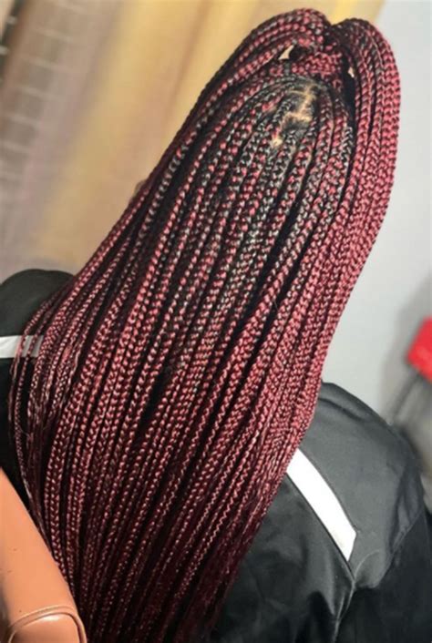 Heavy Top Bun Red Knotless Braid Bold And Beautiful 46 Red Knotless