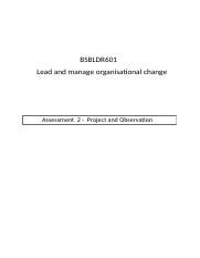 Bsbldr Assessment Project Observation Docx Bsbldr Lead