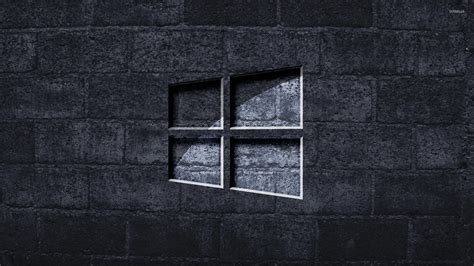 Windows 10 on the gray brick wall wallpaper - Computer wallpapers - #49972