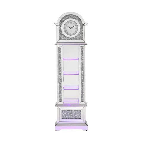 Led Glass Grandfather Clock W Drawer And Stroage Mirrored Floor Clock Bed Bath And Beyond