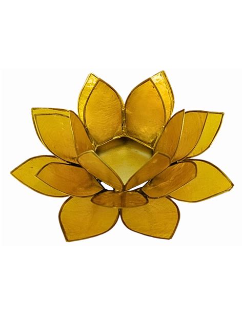 Bougeoir Fleur de Lotus Jaune 3ème Chakra Plexus solaire Manipura