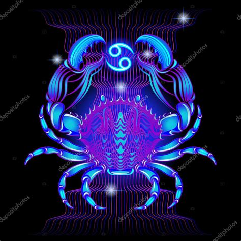 Imágenes Signo Cancer Neon Signos Del Zodiaco Cáncer — Vector De Stock © Gruberjan 53734497