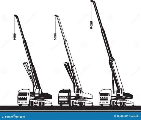 Different Mobile Cranes Stock Vector Illustration Of Heavy