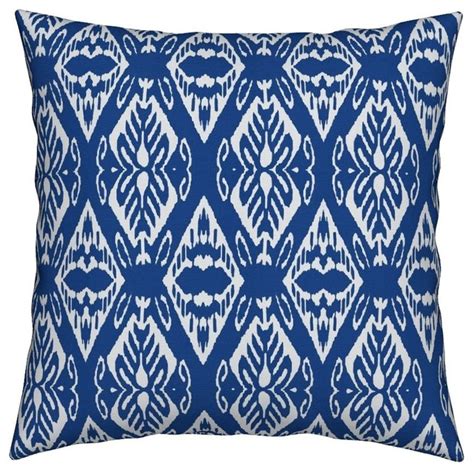 Diamond Ikat Navy Blue White Cobalt Blue Ikat Throw Pillow Cover