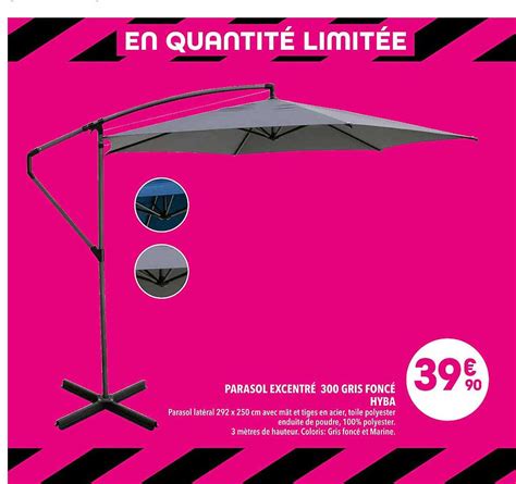 Promo Parasol Excentré 300 Gris Foncé Hyba chez Supeco iCatalogue fr