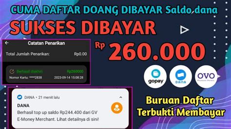 Kerja Online Dibayar 260K Apk Penghasil Saldo Dana Tercepat 2023