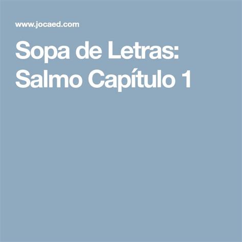 Sopa De Letras De La Biblia Gratis Salmos Cap Tulo