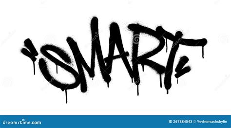 Sprayed Smart Font Graffiti With Overspray In Black Over White Vector