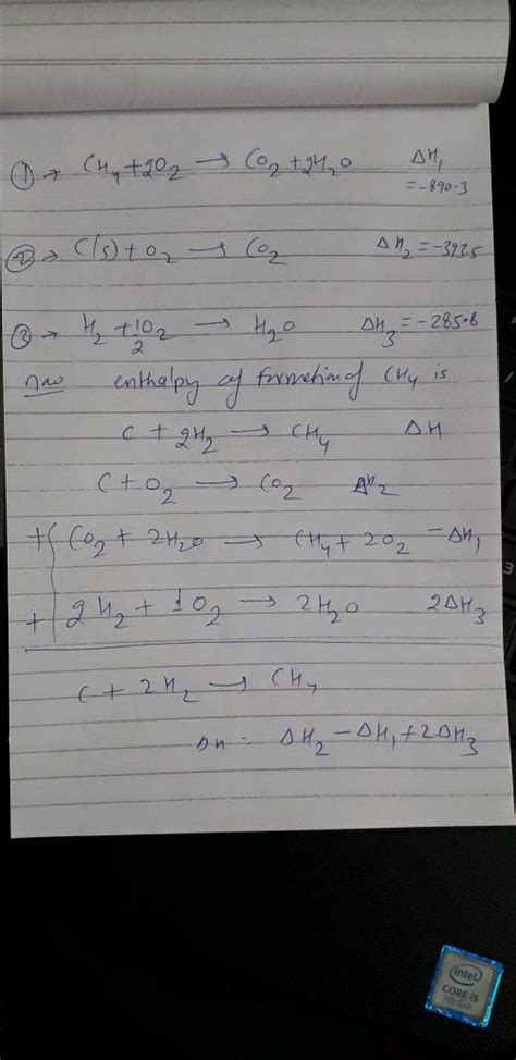 The Enthalpy Of Combustion Of Methane Graphite And Dihydrogen 298 K