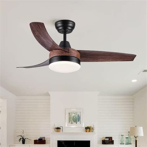 Yuhao Modern Farmhouse In Integrated Led Black Wood Ceiling Fan