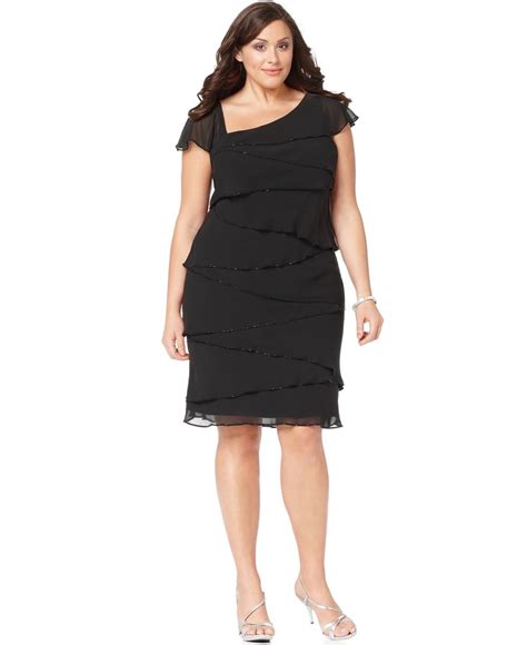 Patra Plus Size Dress Beaded Tiered Cocktail Dress And Reviews Dresses Women Macys Plus