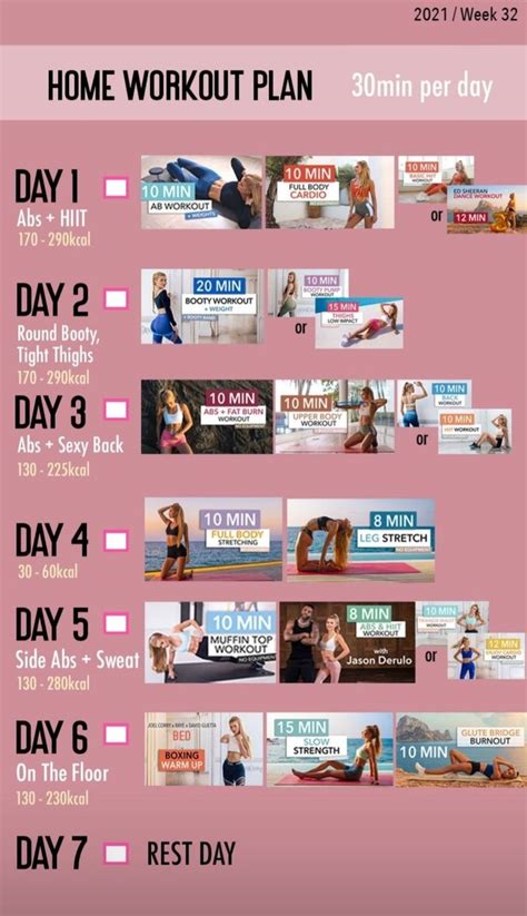 Pamela Reif Workout Plan Week Min Per Day At Home Workout