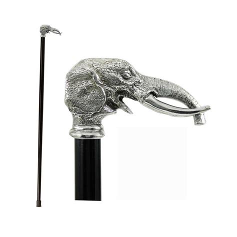 Custom Made Beechwood And Solid Pewter Elephant Cane Or Walking Stick