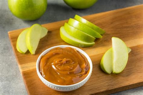 Homemade Caramel Dip With Green Apples Stock Photo Image Of Food