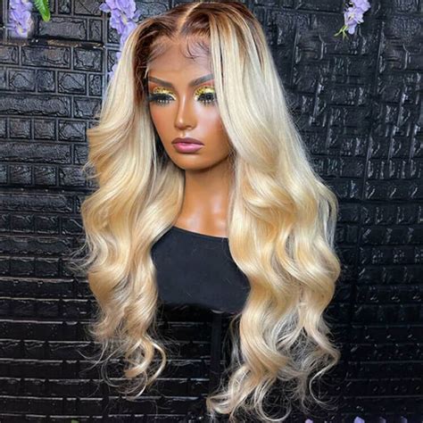 613 Blonde Wig With Brown Roots Straight Full Lace Wig Yolissa Hair