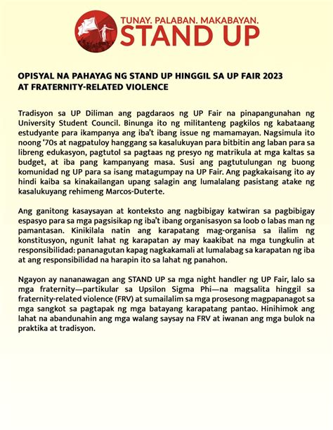 Alunsina On Twitter Bakit Walang Bayag Ang Stand Up To Call Out Usc For Enabling Upsilon Na