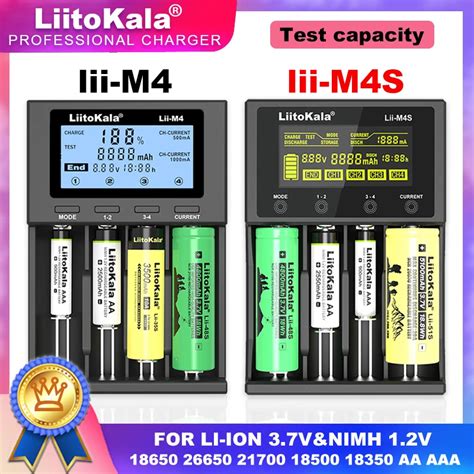 VeitoKala Chargeur De Batterie Aste Lii M4 Lii M4S 3 7V 18650 26650