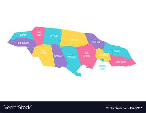 Jamaica Political Map Of Administrative Divisions Vector Image