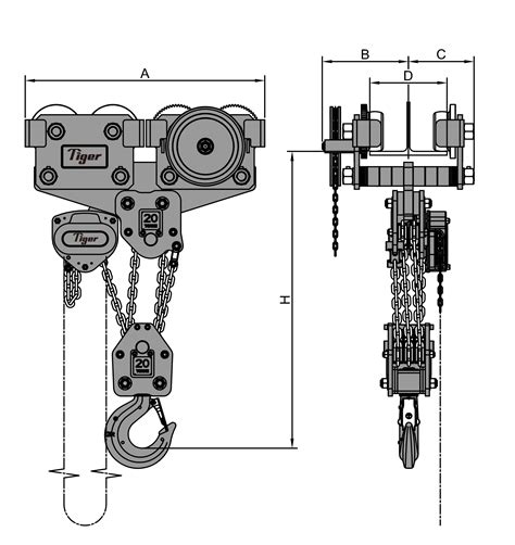 Corrosion Resistant Combined Chain Block And Trolley Tiger Lifting