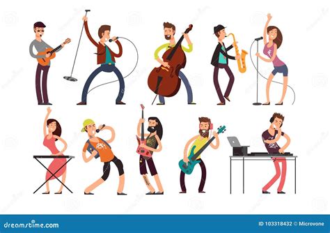 Rock And Pop Musicians Vector Cartoon Characters Young Guitarists