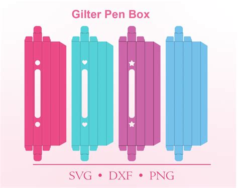 Glitter Pen Box Template Pen T Box Template Svg Dxf Ms Etsy