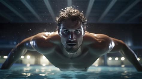 premium photo swimmer preparing  jump   swimming pool