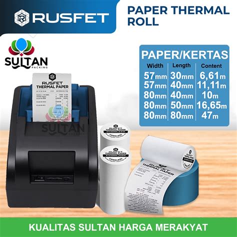 Jual Paper Termal Kertas Thermal Printer Struk Kasir Pos Barcode Rusfet