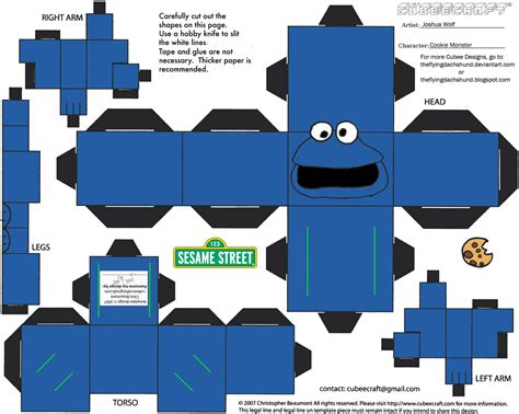 Cookie Monster Paper Toy Free Printable Papercraft Templates