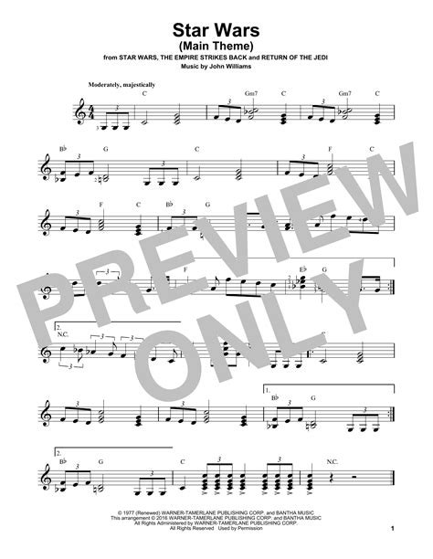 Star Wars Main Theme By John Williams Sheet Music For Easy Guitar At