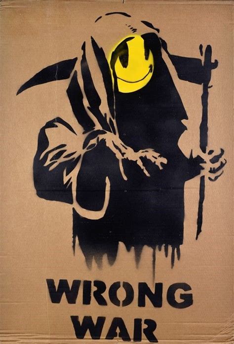 Banksy Grim Reaper Wrong War Placard Stencil Ed Inchiostro Su