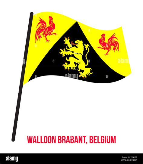 Walloon Brabant Flag Waving Vector Illustration On White Background