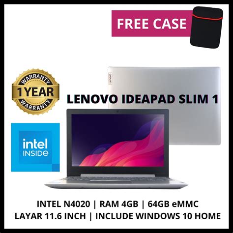 Jual Laptop Baru Lenovo Ideapad Slim 1 11igl05 Intel N4020 Ram 4gb 64gb