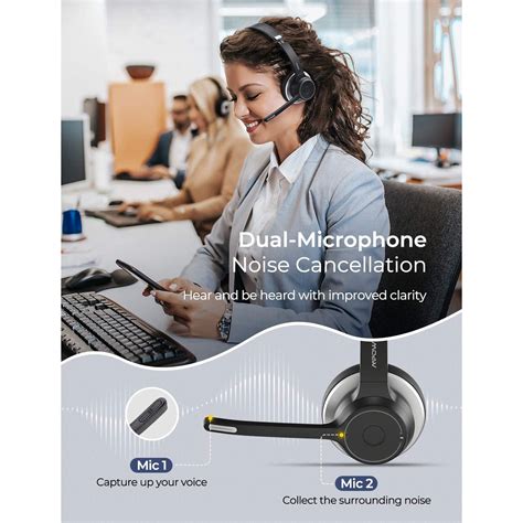 Casca Call Center Mpow Hc5 Bluetooth 5 0 Dual Microfon Cvc 8 0 Noise Canceling Pentru