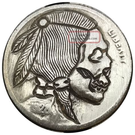 Hobo Nickel Coin Art Detailed Skull