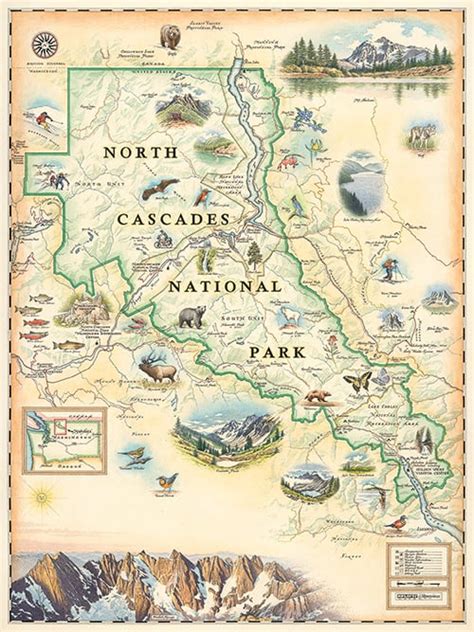 New Hand Illustrated North Cascades National Park Map North Cascades