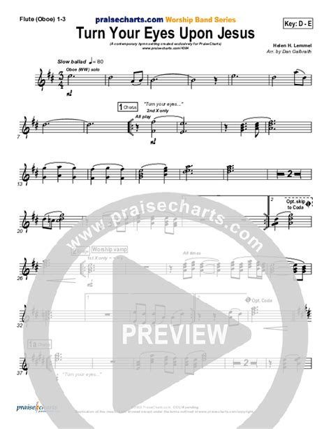 Turn Your Eyes Upon Jesus Flute Oboe Sheet Music Pdf Praisecharts Band