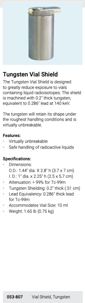 Tungsten Vial Shield Nuclear System