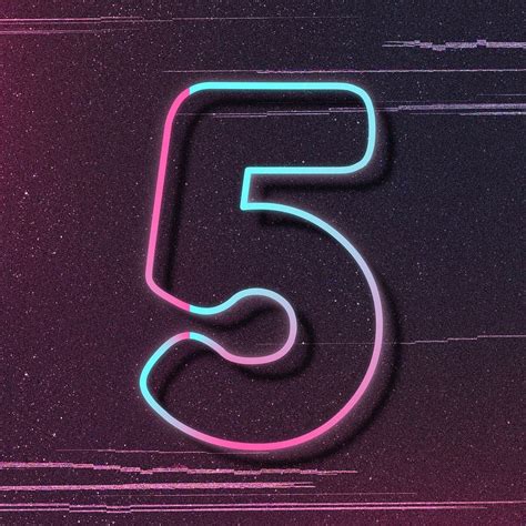 Gradient Pink Neon Number 5 Psd Free Image By Wan Neon