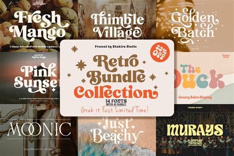 Modern Retro Font Bundle Collection Font Bundle Cricut Etsy