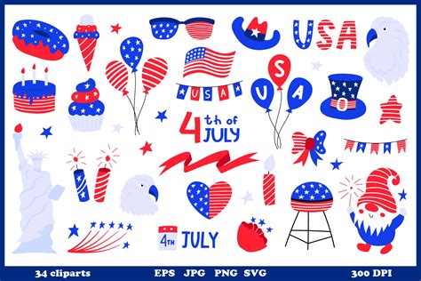 4th Of July Clipart Fourth Of July Clipart Cute 4th Of July Etsy