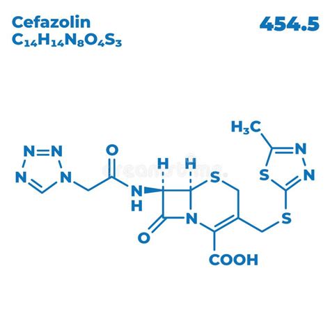 The Illustrations Molecular Structure Of Cefazolin Stock Vector