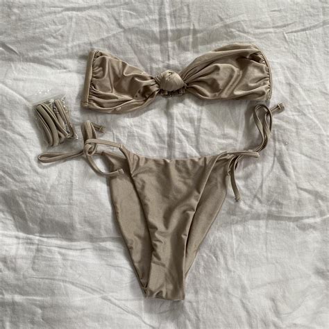 Glassons Gold Shimmer Bikini Set Top Size Depop