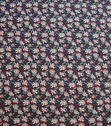 Quilter S Showcase Cotton Fabric Red Blue Flowers On Navy JOANN