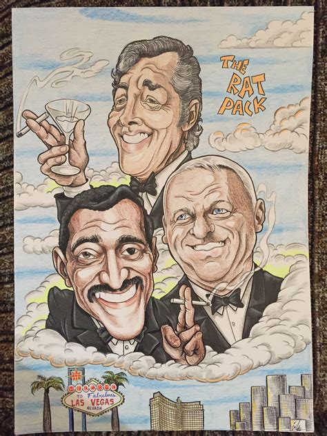 The Rat Pack Funny Caricatures Rat Pack Rats Male Sketch Portrait